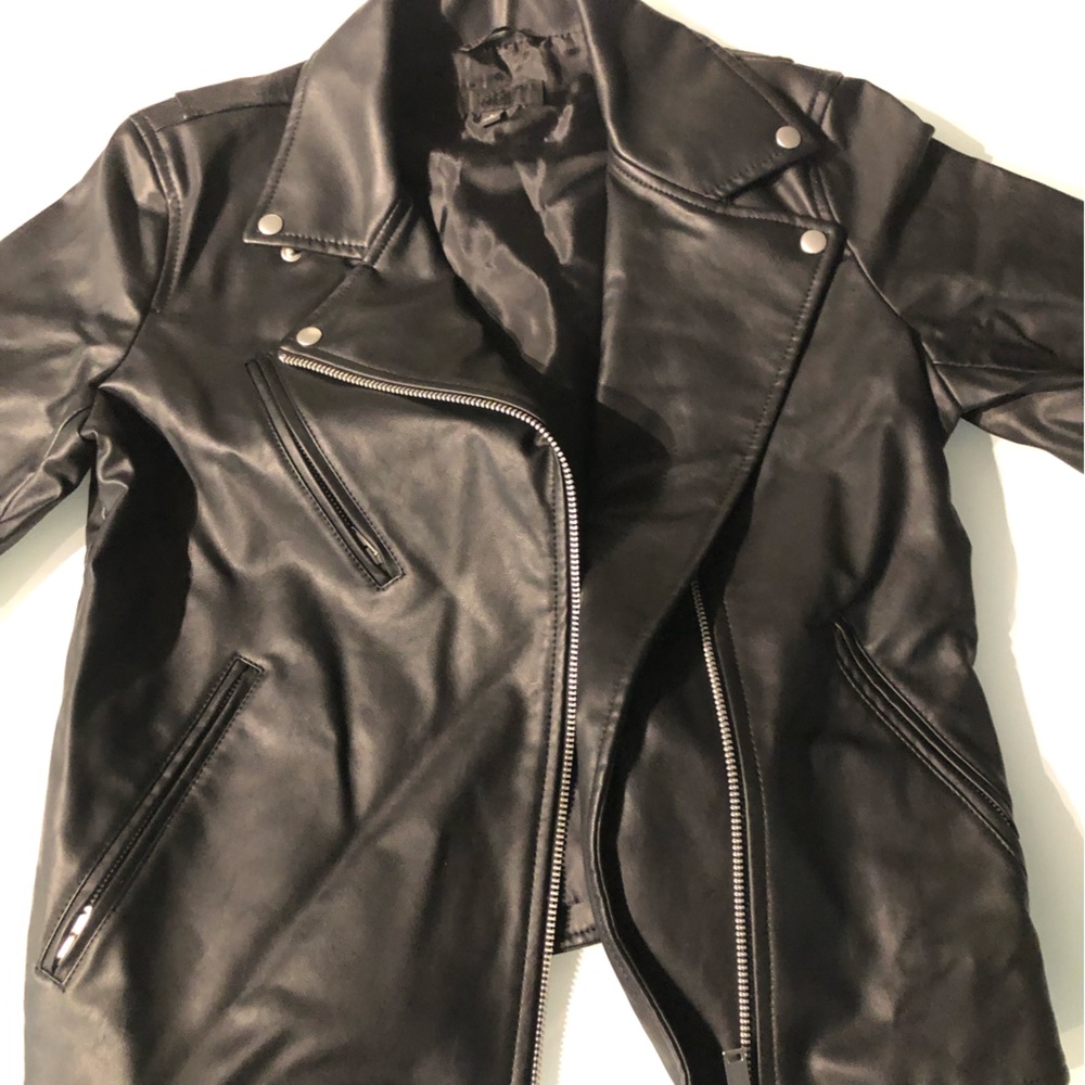 Uniqlo black faux leather jacket. Size small